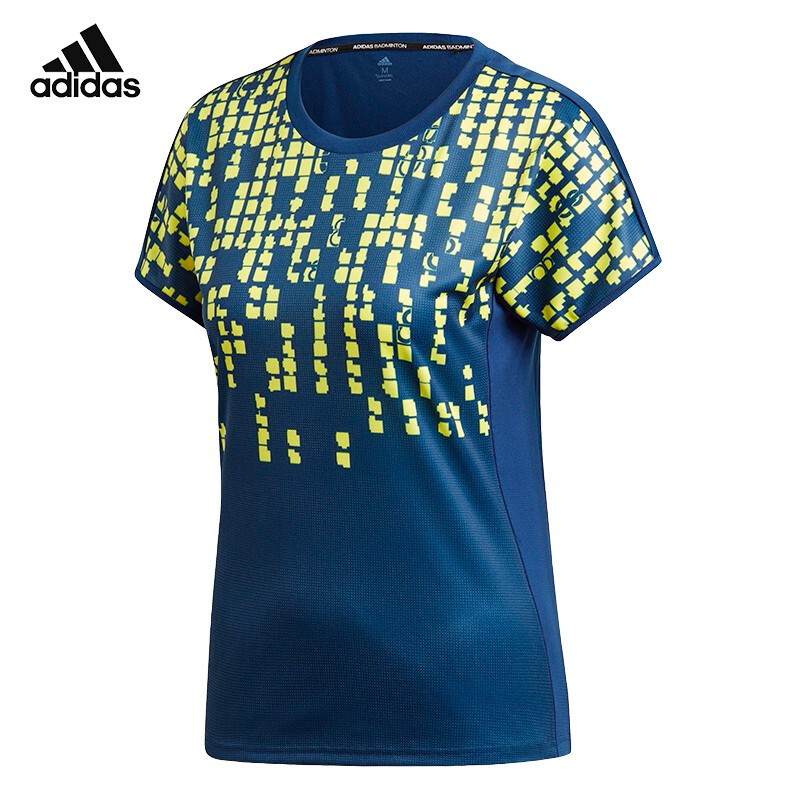 阿迪达斯 (adidas)2019新款宽松男女T恤运动休闲透气短袖 CW7065女款蓝色(S码-XXL码)