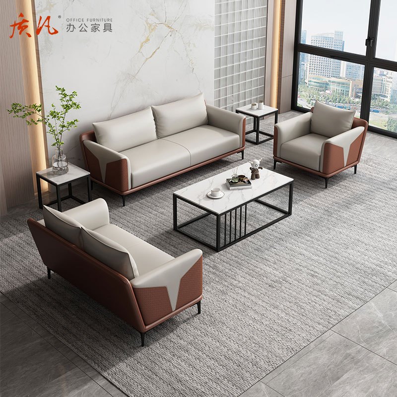 质凡 SF-02简约现代商务接待会客沙发 西皮双人位沙发高清大图