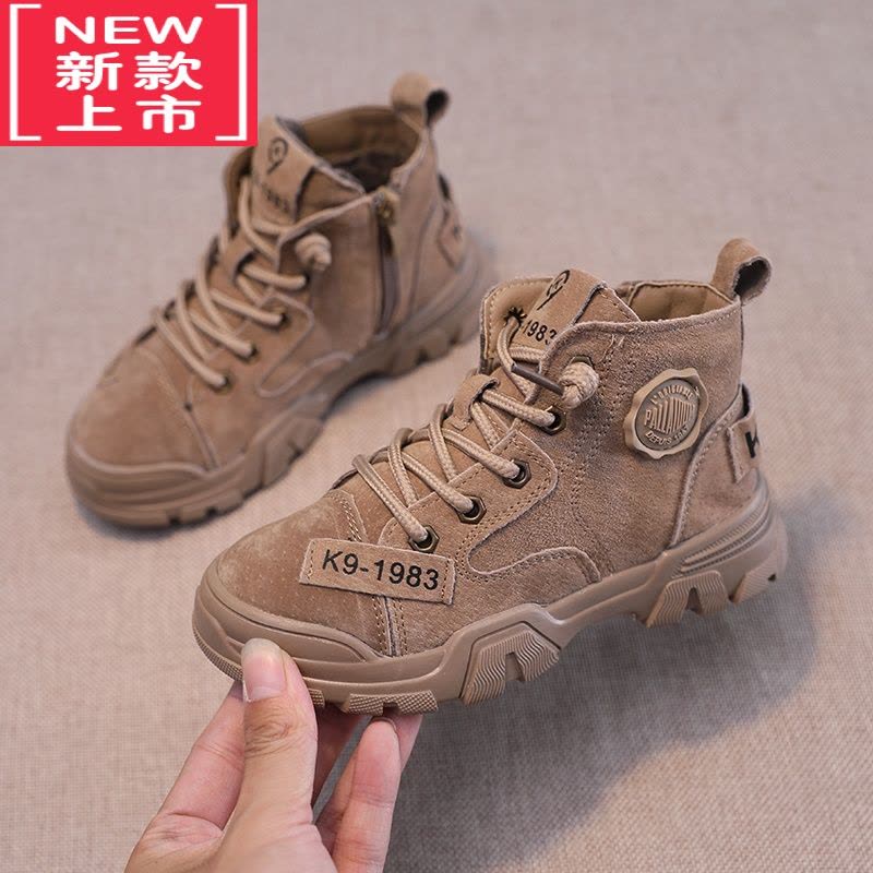 可莉允男童马丁靴2022秋冬新款加绒儿童靴雪地男孩棉鞋防滑短靴软底图片