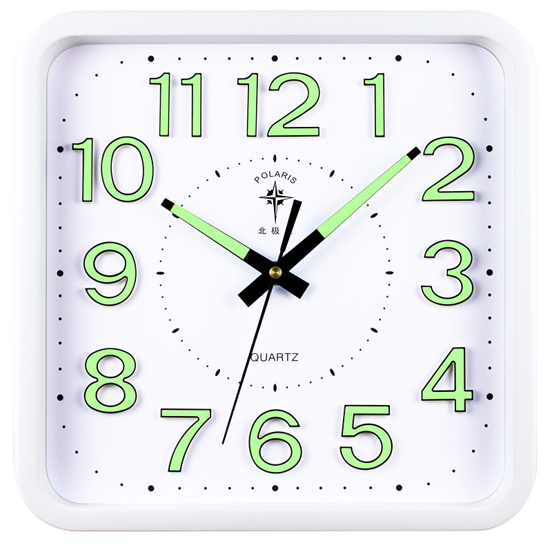 方形时尚夜光挂钟立体字块客厅办公静音时钟挂表简约创意家用石英钟表