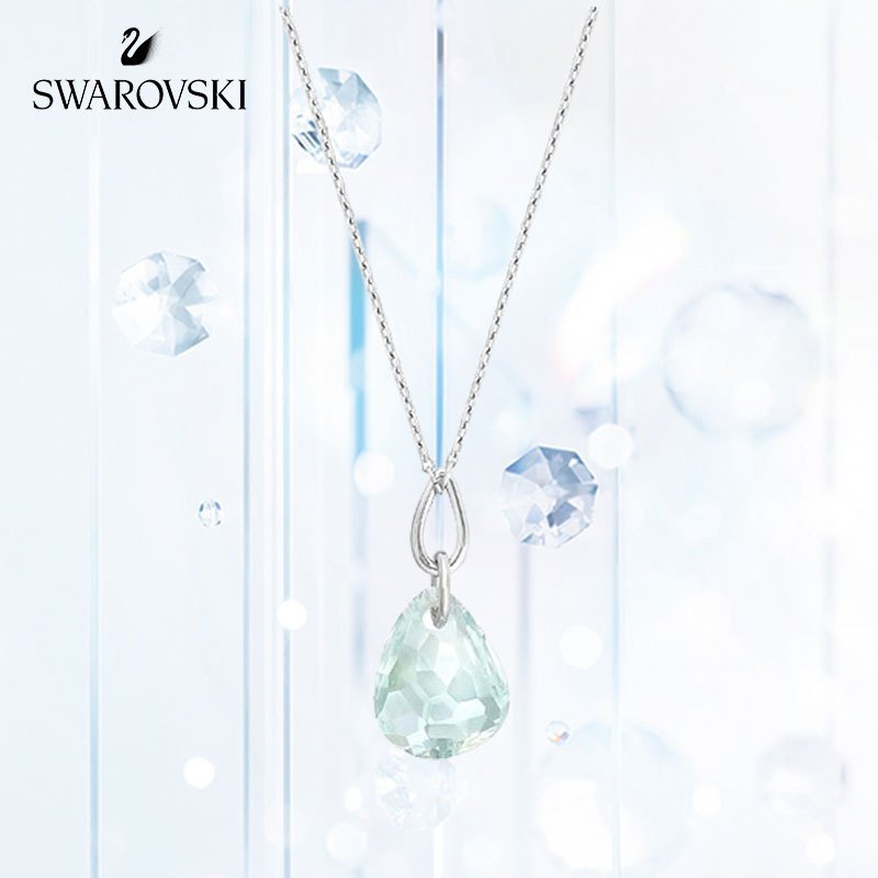 [直营]施华洛世奇(SWAROVSKI) 欧美风格 人造水晶 送恋人 浅粉蓝色 雨滴 女士项链