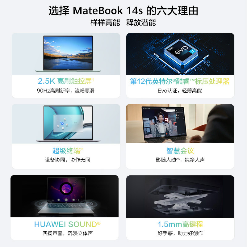 华为笔记本电脑MateBook 14s 2022 英特尔Evo 12代酷睿标压i9-12900H 16GB+1TB 高性能轻薄本 14.2英寸2.5K90Hz高刷触控全面屏 云杉绿