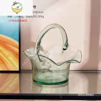 YICHENG网红包包花瓶花器创意北欧客厅玻璃插花ins摆件轻奢水养鲜花透明 手提玻璃花篮-中号