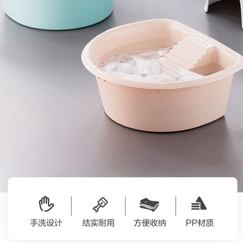 茶花(CHAHUA) 便携洗衣盆15L-03351K米色高清大图