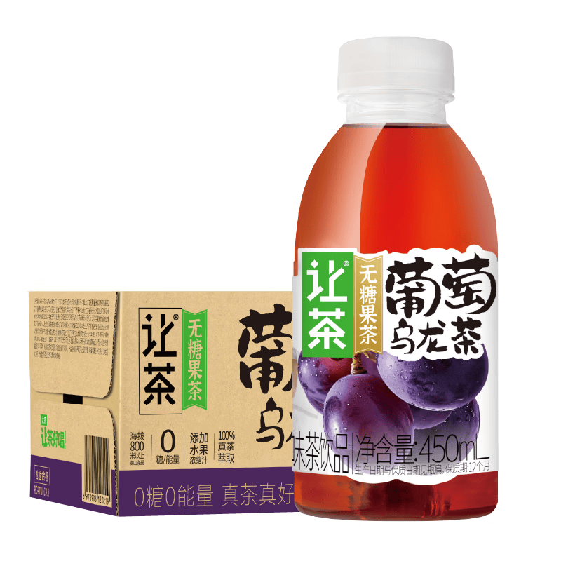 让茶无糖葡萄乌龙果味茶饮料500ml*15瓶整箱装高清大图