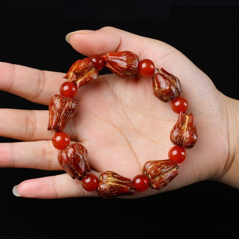 莲花菩提手串男女手串情侣手链菩提子手串手链滴血莲花手串一串9颗