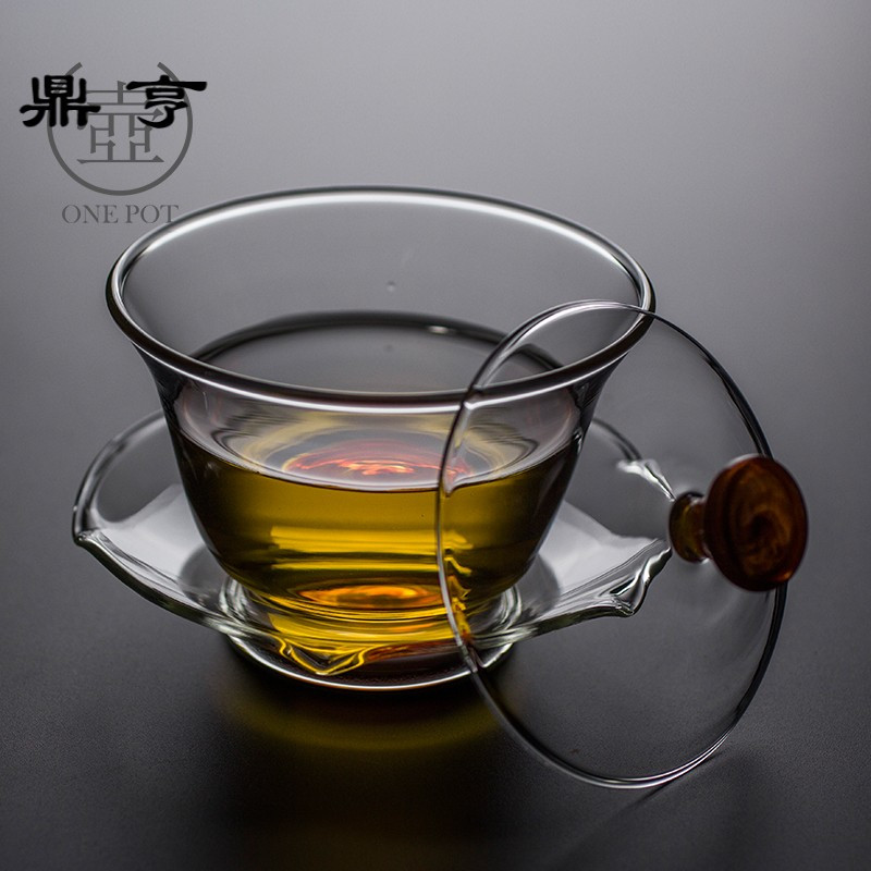 鼎亨一壶玻璃盖碗透明三才茶杯功夫茶具大号手工泡茶器耐热家用敬