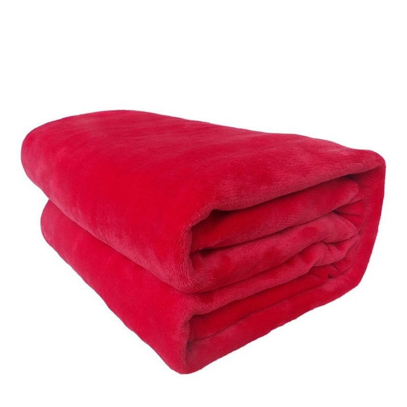 绒纯色法兰绒宝宝儿童毯婴儿午睡膝盖毯小礼品宠物小毛毯批發 大红色