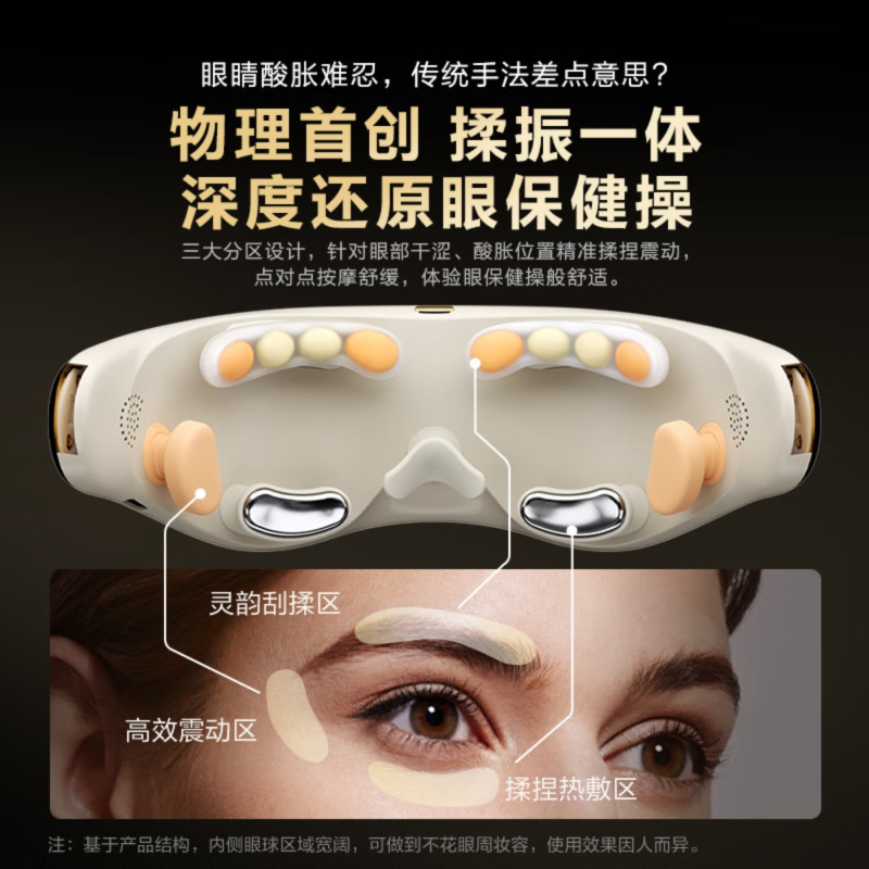 SKG眼部按摩仪E9眼睛热敷美护眼仪缓解黑眼圈按摩器蓝牙音乐睡眠眼罩 揉捏+点振+热敷三合一高清大图