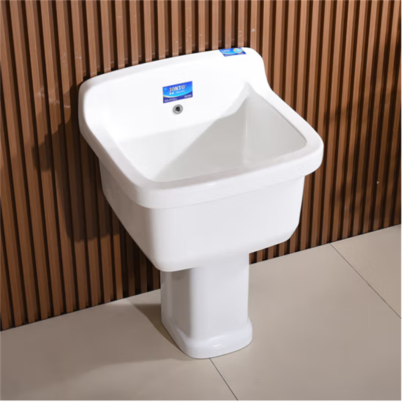拖把池家用阳台陶瓷拖布池墩布池高脚拖把盆卫生间商用户外院 03池+40柱脚高清大图