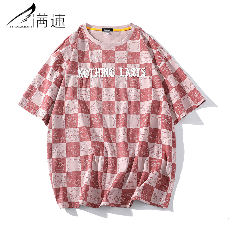 满速夏季短袖t恤百搭时尚帅气圆领宽松半袖上衣男装体恤衫衣服男