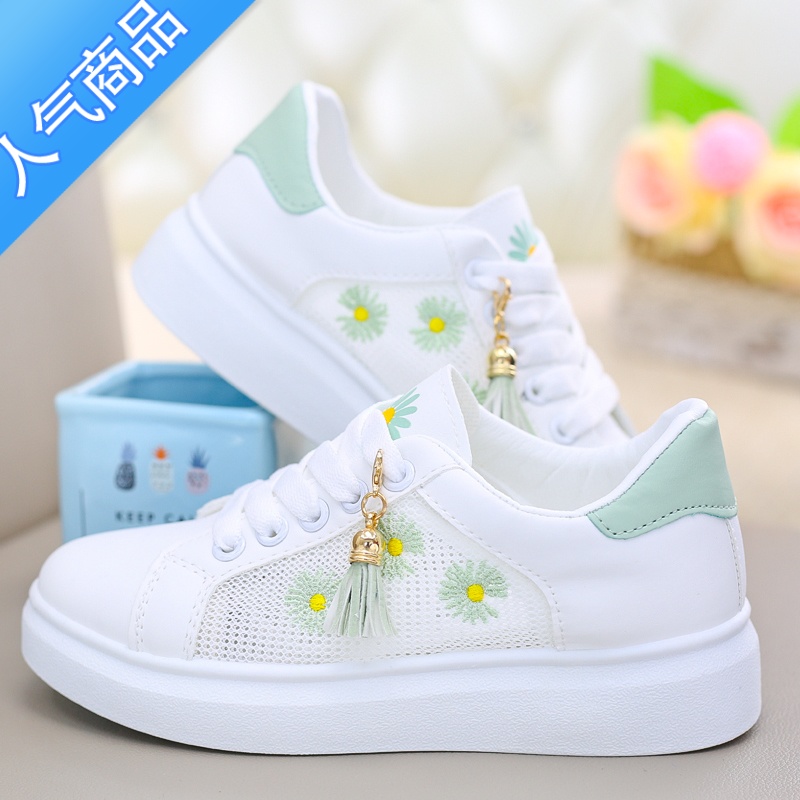 SUNTEK夏季鞋子女2023新款运动休闲鞋透气百搭学生春夏小白鞋女网面板鞋高清大图