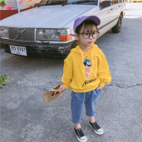 2019新款宝宝卫衣男女童儿童春装童装连帽休闲卫衣宝宝个性刺绣 黄色 11码适合110身高