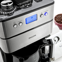 飞利浦(PHILIPS)咖啡机家用不锈钢冲煮式全自动研磨一体机 豆粉两用咖啡机HD7751/00