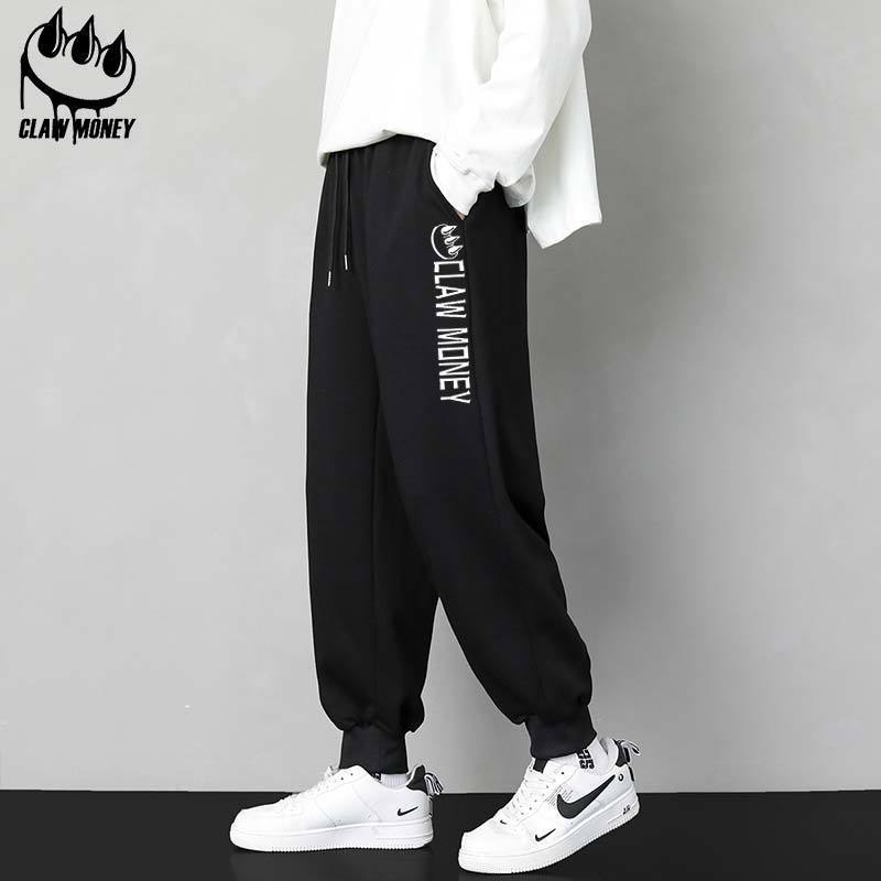 Claw Money休闲裤子男冬季加绒宽松百搭潮流束脚九分春秋运动卫裤