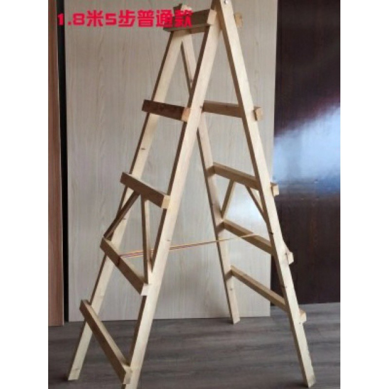 加厚加粗子实木人字木梯双侧人字梯家用工程装修人字梯成都 三维工匠 1米三步家用梯高清大图