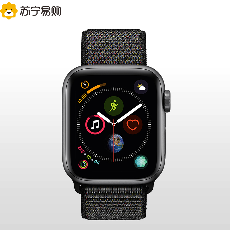 Apple Watch Series4 智能手表 GPS 40毫米 深空灰色铝金属表壳搭配黑色回环式运动表带