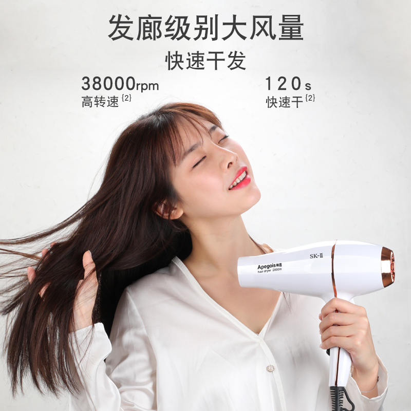 [发廊专用机]神盾电吹风机家用理发店专用发型冷热大功率吹风筒不伤发负离子加长电线吹风筒 白色机身(3.5米线)