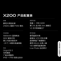 vivo X200 白月光 12GB+512GB 全网通5G新品手机天玑9400旗舰芯片蔡司超级长焦90W快充拍照游戏学生智能手机