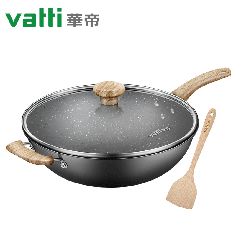 华帝麦饭石锅不粘锅炒锅家用平底锅炒菜锅无涂层电磁炉煤气灶专用