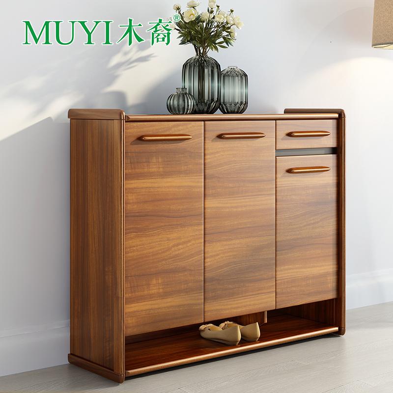 森美人中式实木鞋柜阳台储物柜客厅隔断柜厅柜大容量玄关柜木质收纳柜高清大图