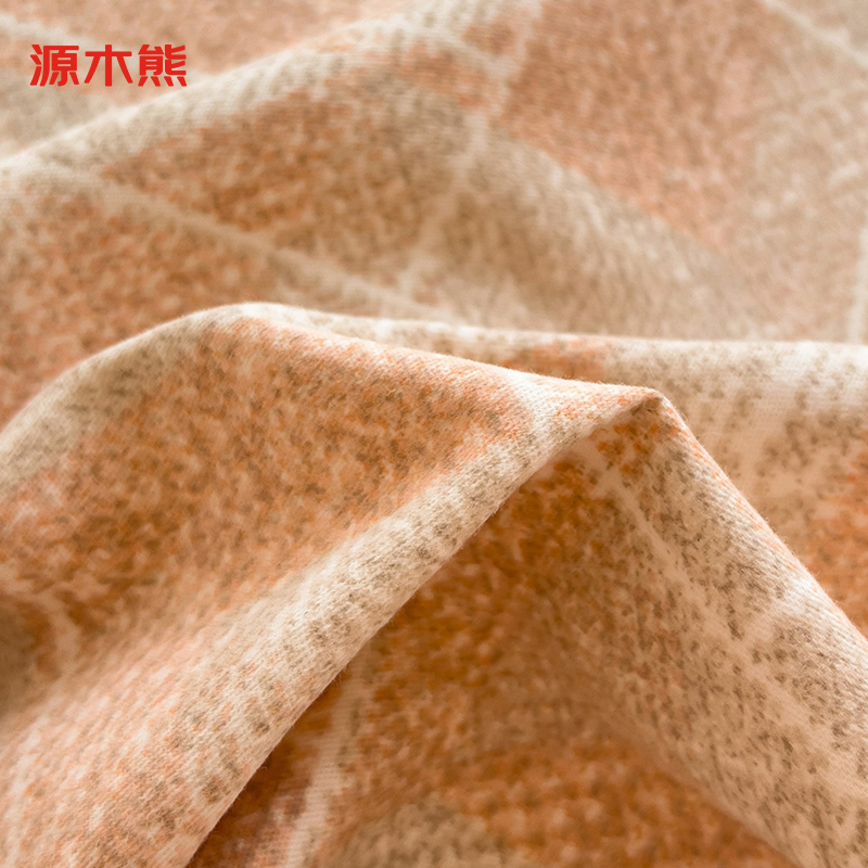 源木熊S073小清新印花全棉磨毛四件套床单款1.8四件套-被套200*230高清大图