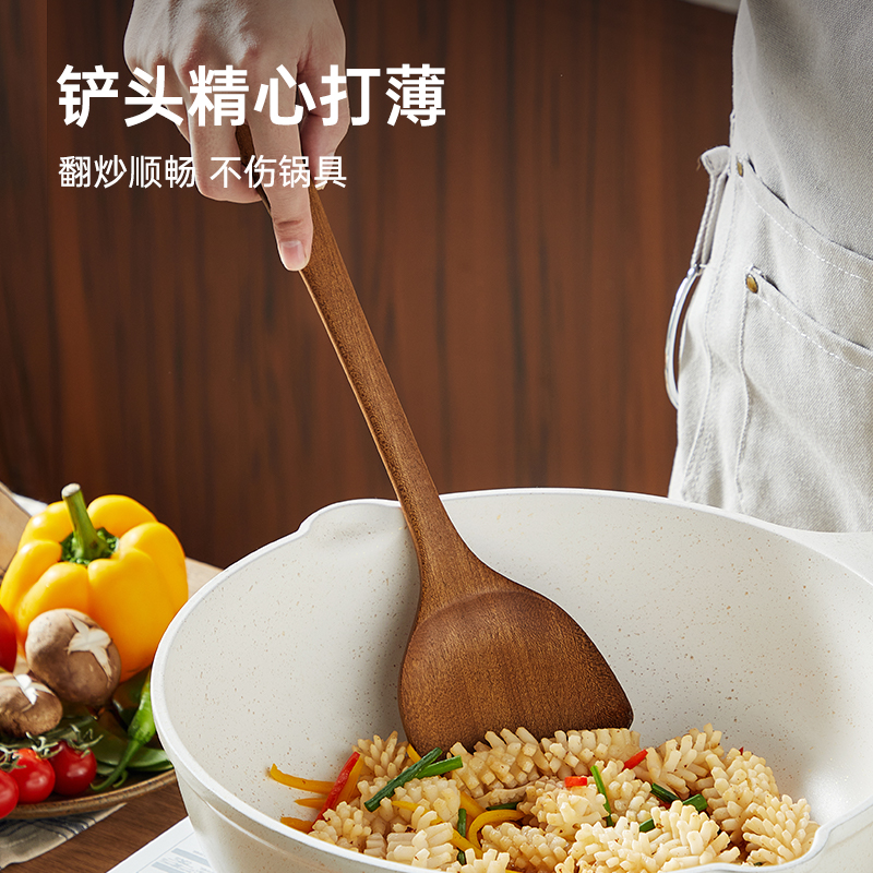 炊大皇(COOKER KING)木铲锅铲家用无漆无蜡加长防烫炒菜木铲子不粘锅专用炒菜铲 乌檀木锅铲高清大图