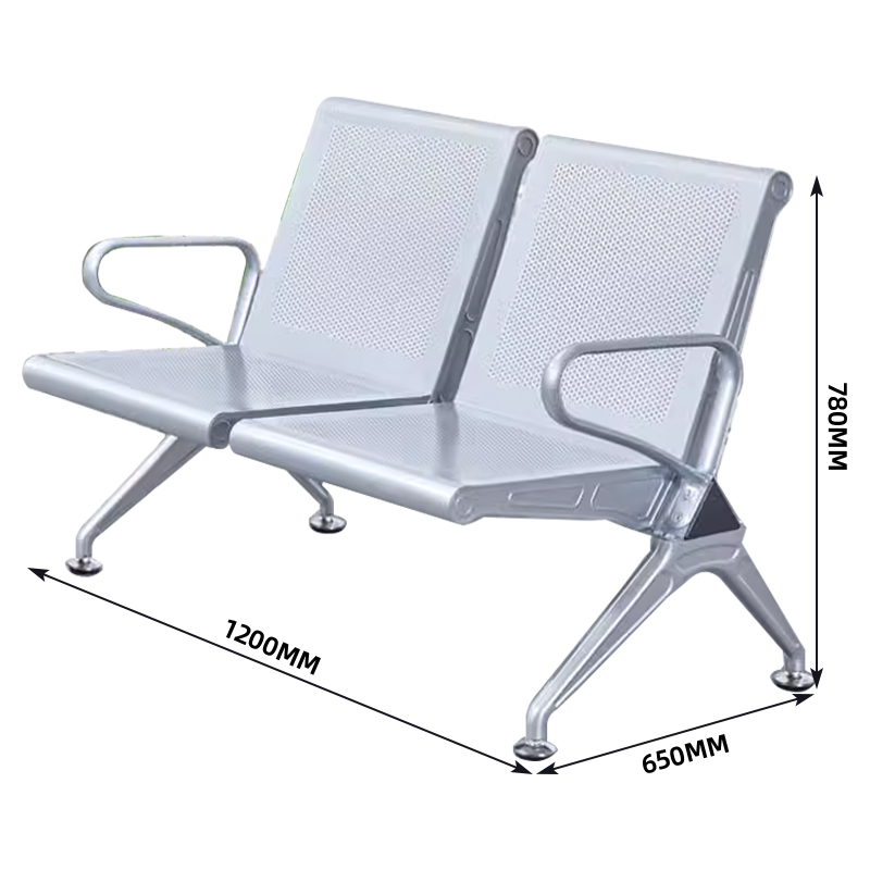 臻远ZY-JCY-07 连排椅机场椅公共座椅等候椅 加厚银色机场椅双人位高清大图