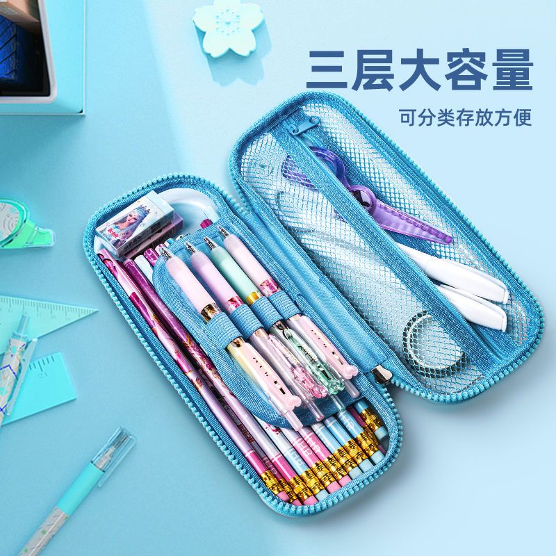 叶罗丽笔袋流沙大容量女生2021新款流行文具袋高级可爱儿童铅笔盒 绿色[孔雀公主]