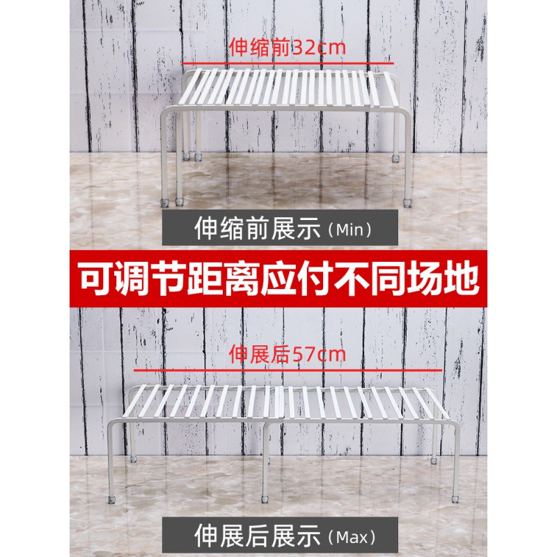可伸缩置物架铁艺厨房用品橱柜碗碟架家用下水沥水架锅架收纳架收纳层架 三维工匠高清大图