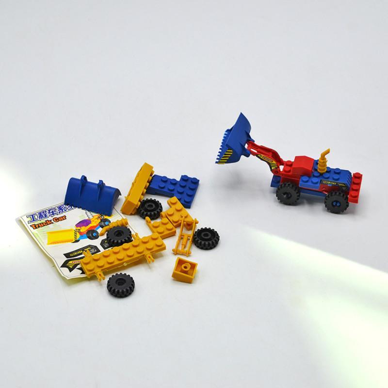 工程车积木 儿童迷你工程车积木拼插益智拼装吊板玩具学校周边热卖