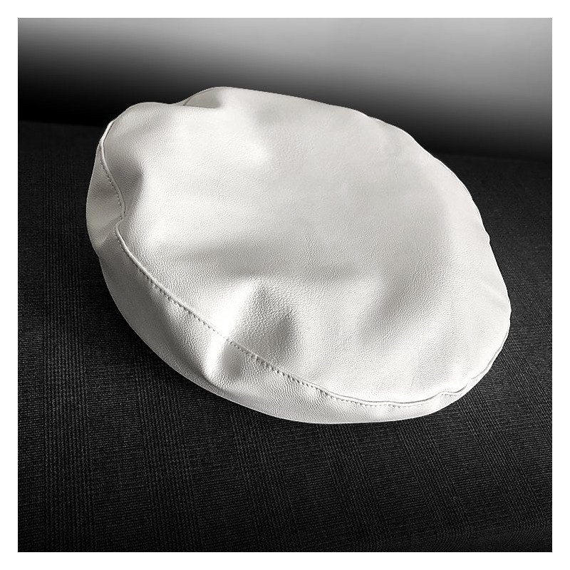 盛世尼曼女纯白色皮画家帽时尚百搭贝雷帽欧美pu全皮白色复古网红款
