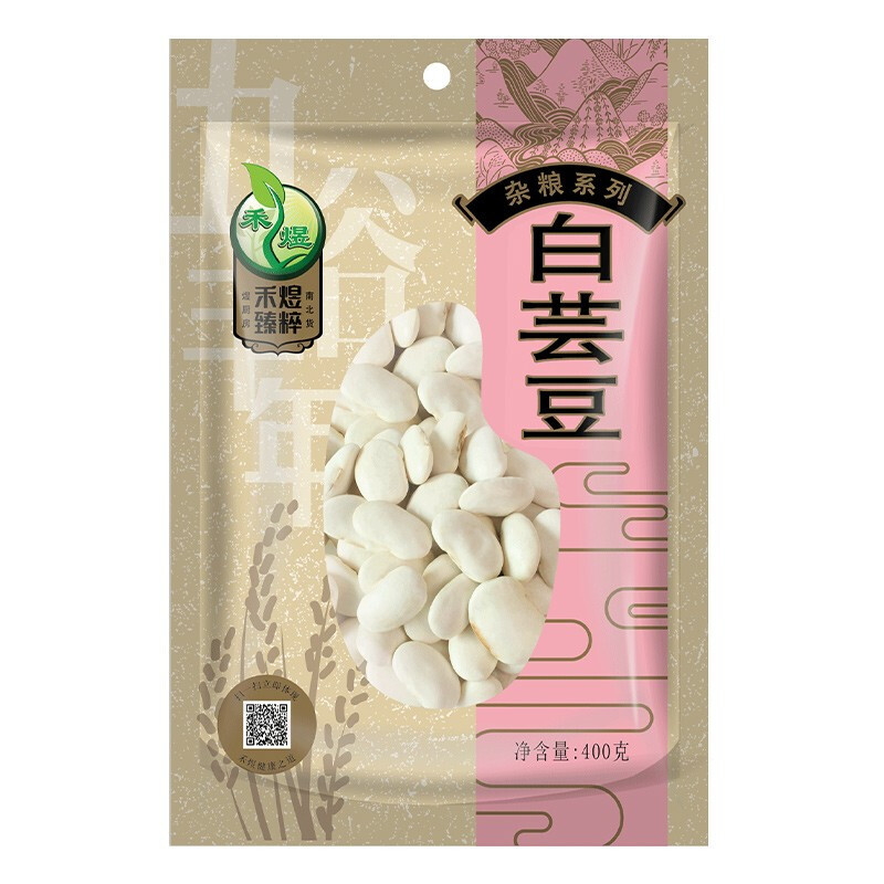 禾煜 白芸豆400g 五谷杂粮粗粮大白芸豆大白豆白腰豆大扁豆雪豆饭豆*6