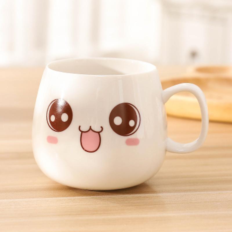 (单杯萌萌哒) 创意个性杯子陶瓷马克杯带盖勺少女情侣喝水杯家用咖啡杯可爱茶杯
