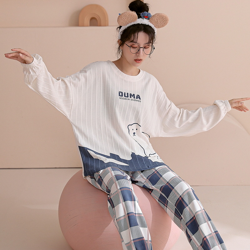 2025年新款睡衣女秋冬季棉质长袖可外穿家居服韩版可爱ins风套装
