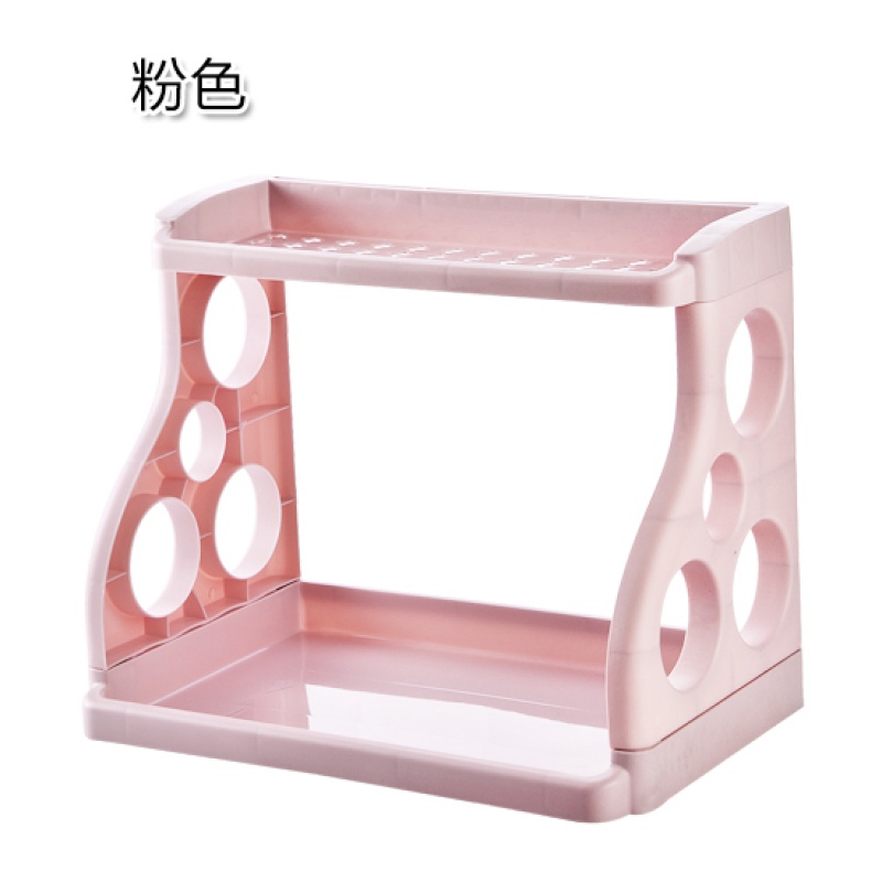 双层调味品收纳架多功能厨房用品大全塑料菜刀置物架整理架收纳层架三维工匠 粉色