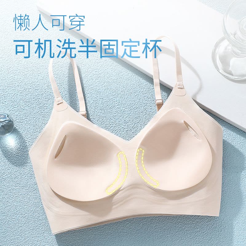猫人凉感无痕内衣女夏季薄款小胸聚拢软支撑防下垂背心式文胸罩图片