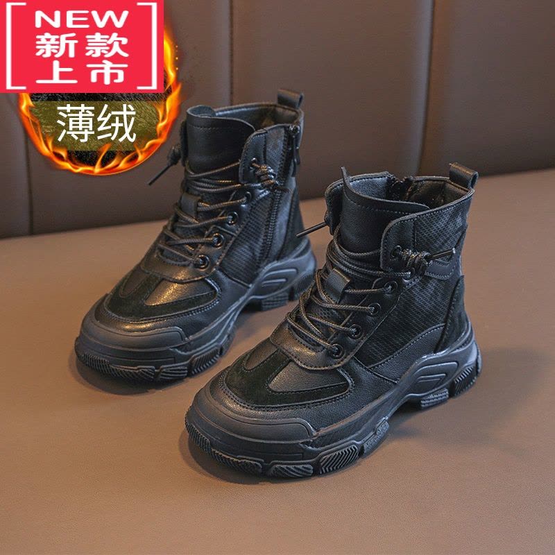 可莉允男童马丁靴2022秋冬季新款儿童加绒二棉雪地靴子男孩棉鞋短靴图片