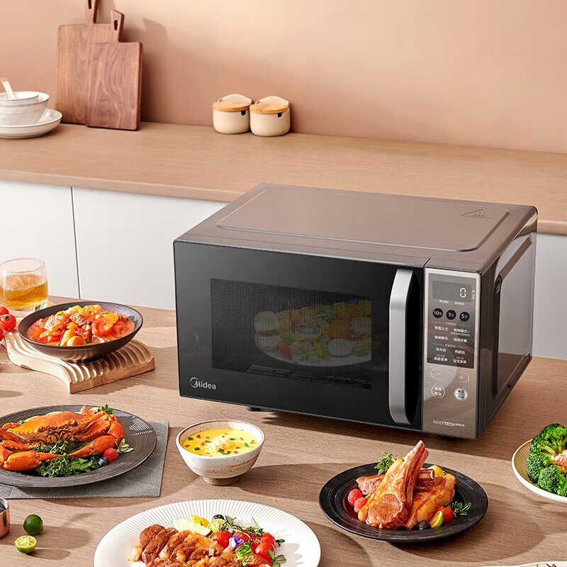 Midea 美的 家用变频微波炉烤箱一体机20升小型平板加热 一级能效 智能菜单多功能光波炉PC20M4高清大图