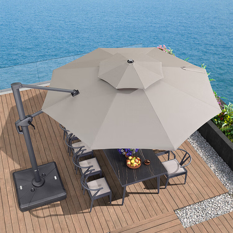 紫叶户外伞庭院伞花园别墅室外罗马伞太阳伞 sunbrella户外遮阳伞 3.5米圆月岩灰【保10年不褪色370斤水箱】