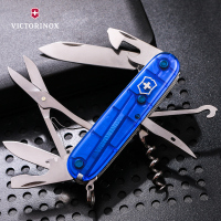 维氏(Victorinox)瑞士军刀原装正品91mm户外多功能折叠刀透明蓝1.3703.T2正版