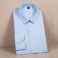 秋冬白衬衫男士长袖衬衣韩版潮流休闲纯色正装休闲商务职业工装寸_44 44（185-200斤） 长袖款斜纹蓝色（40棉透气亲肤）