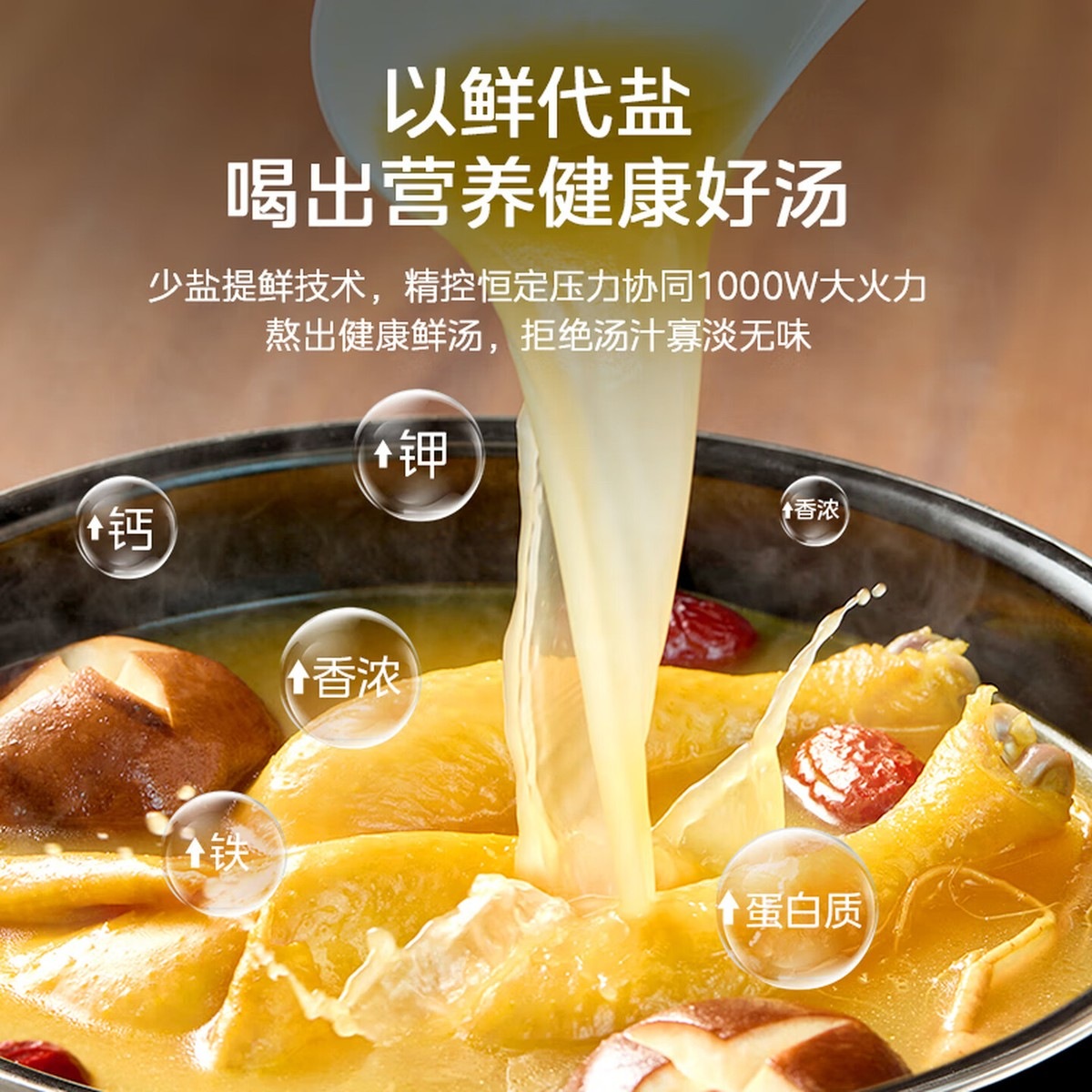 美的(Midea)饺子王电压力锅6L家用电锅全自动智能预约饭煲无水焗双胆开盖火锅高压锅MY-E6910高清大图