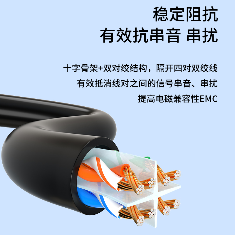 博扬 六类网络跳线 非屏蔽千兆成品网线 CAT6类(24AWG) 8芯双绞线 黑 15米 POE BY-AL615BK