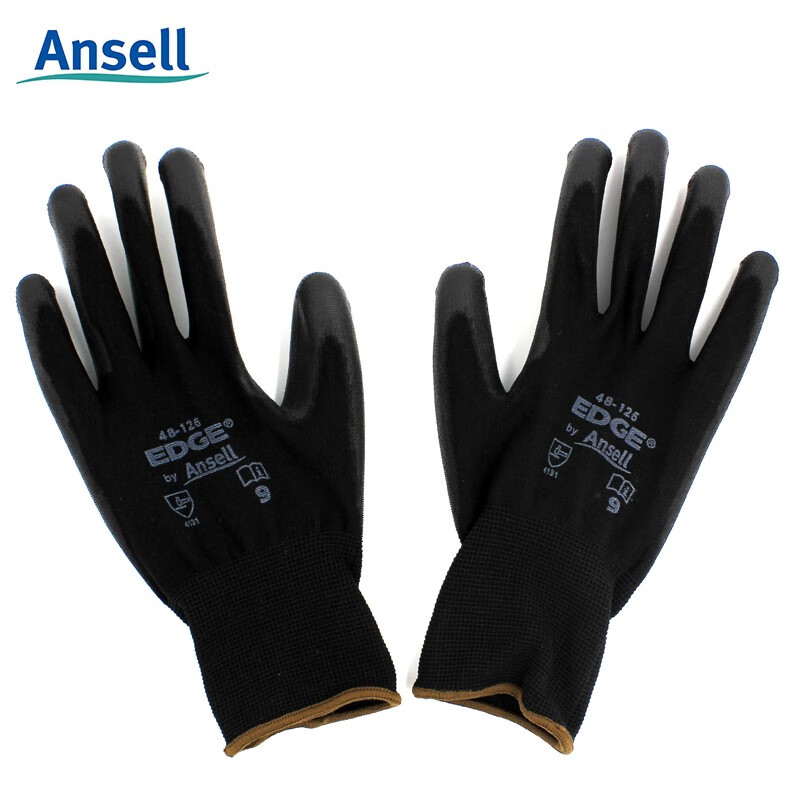 安思尔ANSELL 劳保手套 耐磨工作防滑透气PU涂层浸掌涤纶抗撕裂 48-126 12付/打 8码