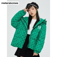 [1件5折价:199.5]美特斯邦威女潮流老花夹克宽松长袖上衣保暖加厚外套羽绒服