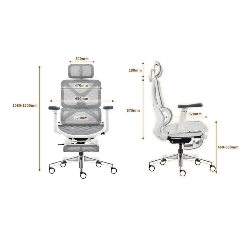 臻远 ZY-8933 办公椅午休椅转椅 白框 单位:把高清大图