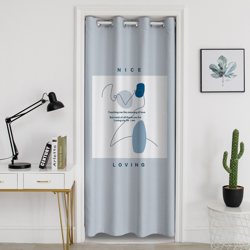 添福运 门帘隔断帘免打孔家用卧室卫生间厨房柜子遮挡布帘子北欧风门帘布艺遮挡窗帘莫兰迪色帘子家用卧室厨房卫生间夏季防蚊门帘 27B莫兰迪 宽120*高200cm（门宽60-80cm）