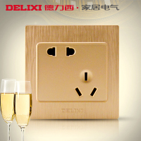 [官方旗舰店]德力西86型PC开关插座二三插USB五孔一开拉丝金色墙壁电源开关插座面板开关面板 电子电工
