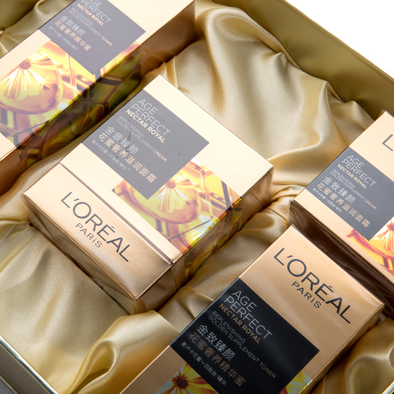 欧莱雅金致臻颜花蜜奢养4件套装礼盒女护肤套盒补水保湿紧致